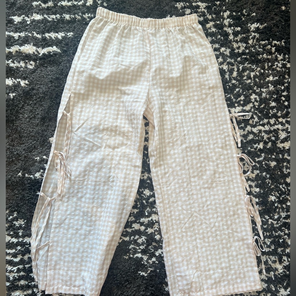 Y2K Gingham side tie pants XL